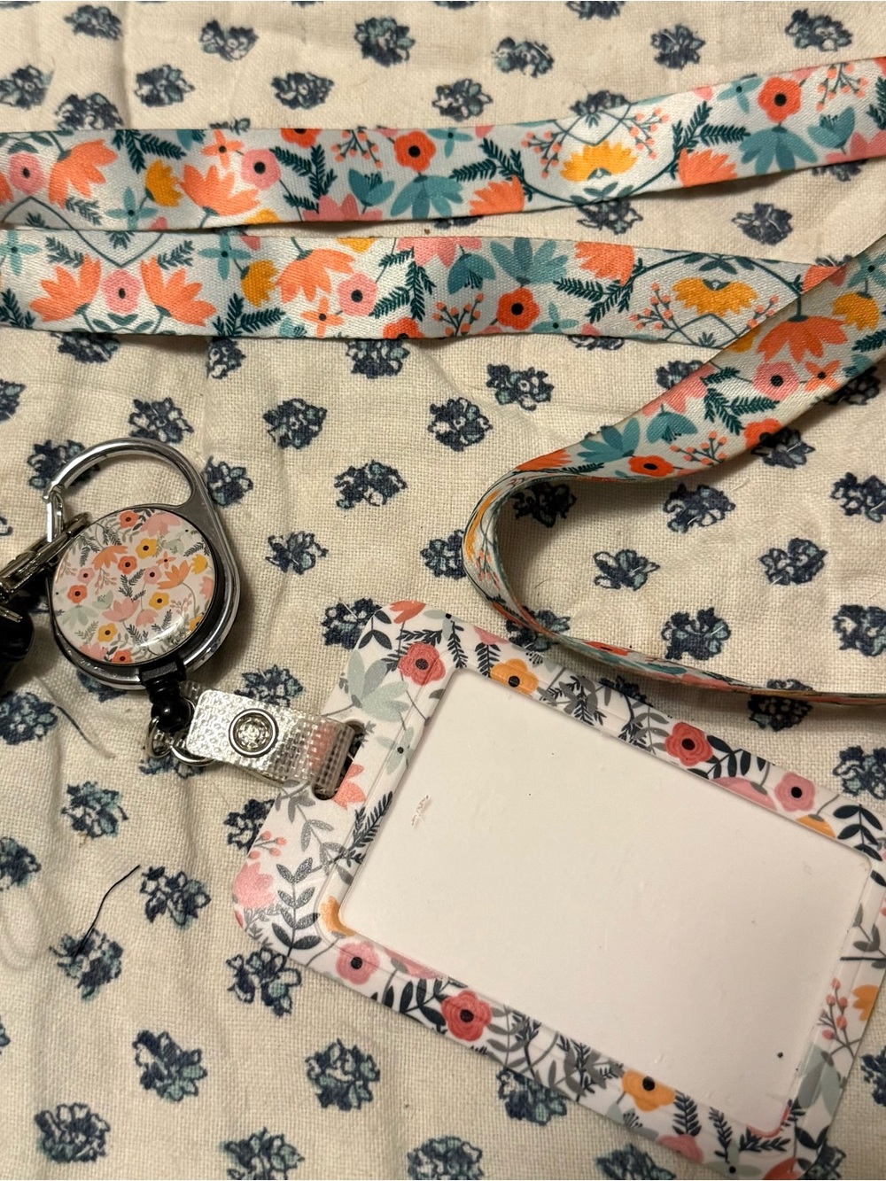 Floral Lanyard Badge Holder with Retractable Reel - Multicolor